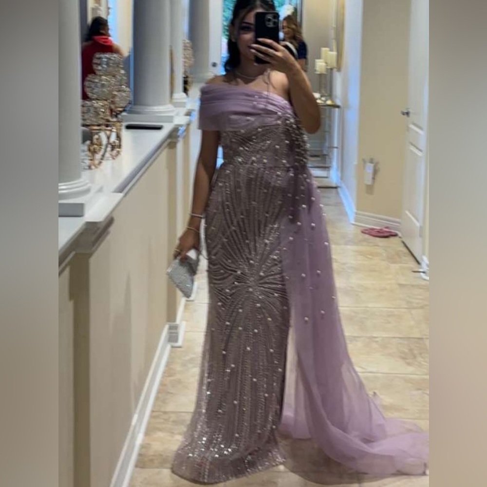 Elegant One Shoulder Lavender Dress